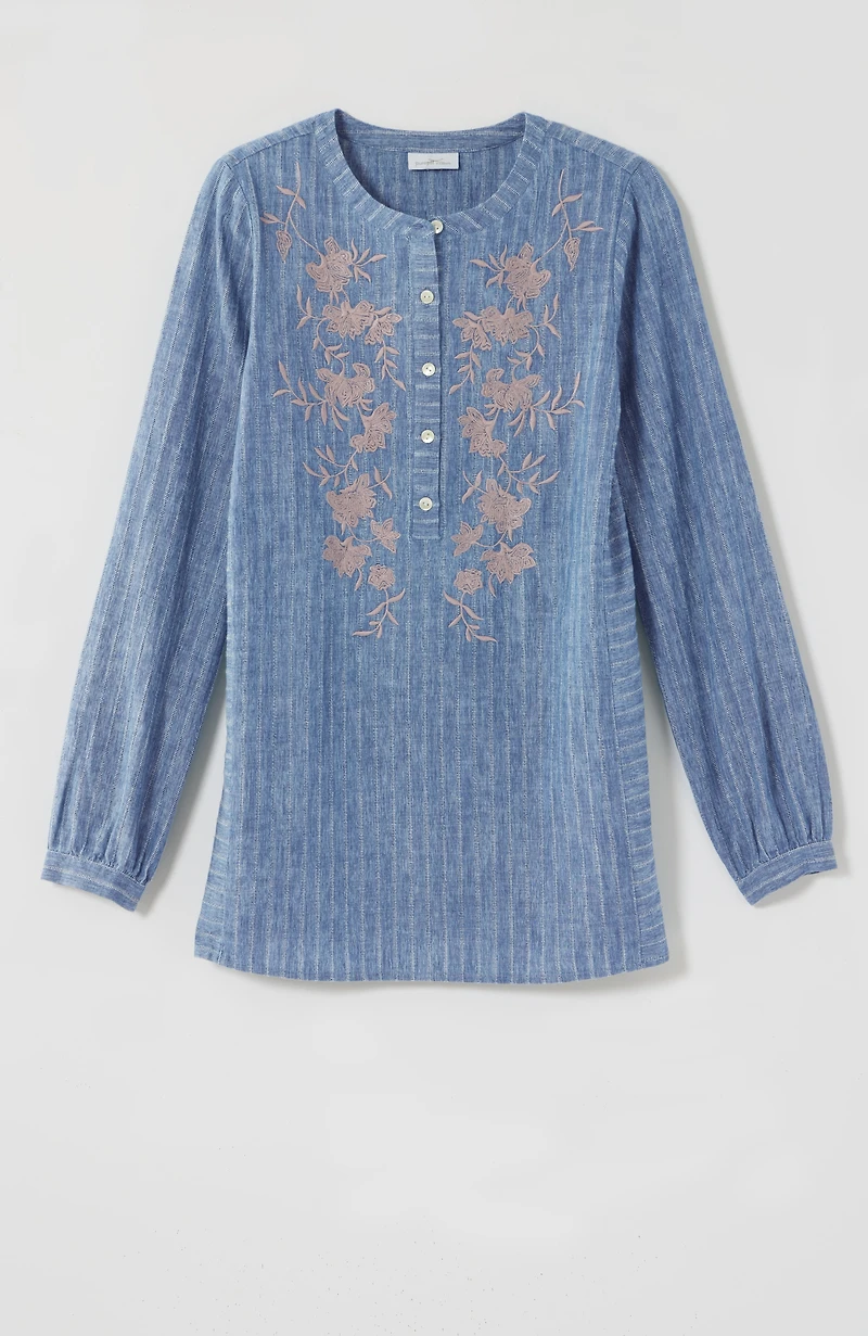 pure jill striped embroidered tunic