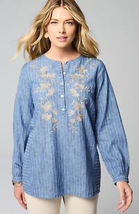 pure jill striped embroidered tunic