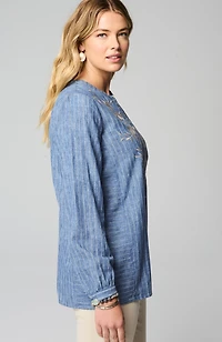 pure jill striped embroidered tunic