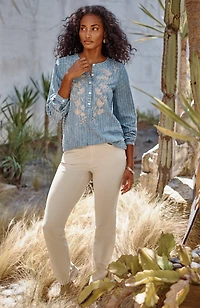 pure jill french terry straight-leg jeans