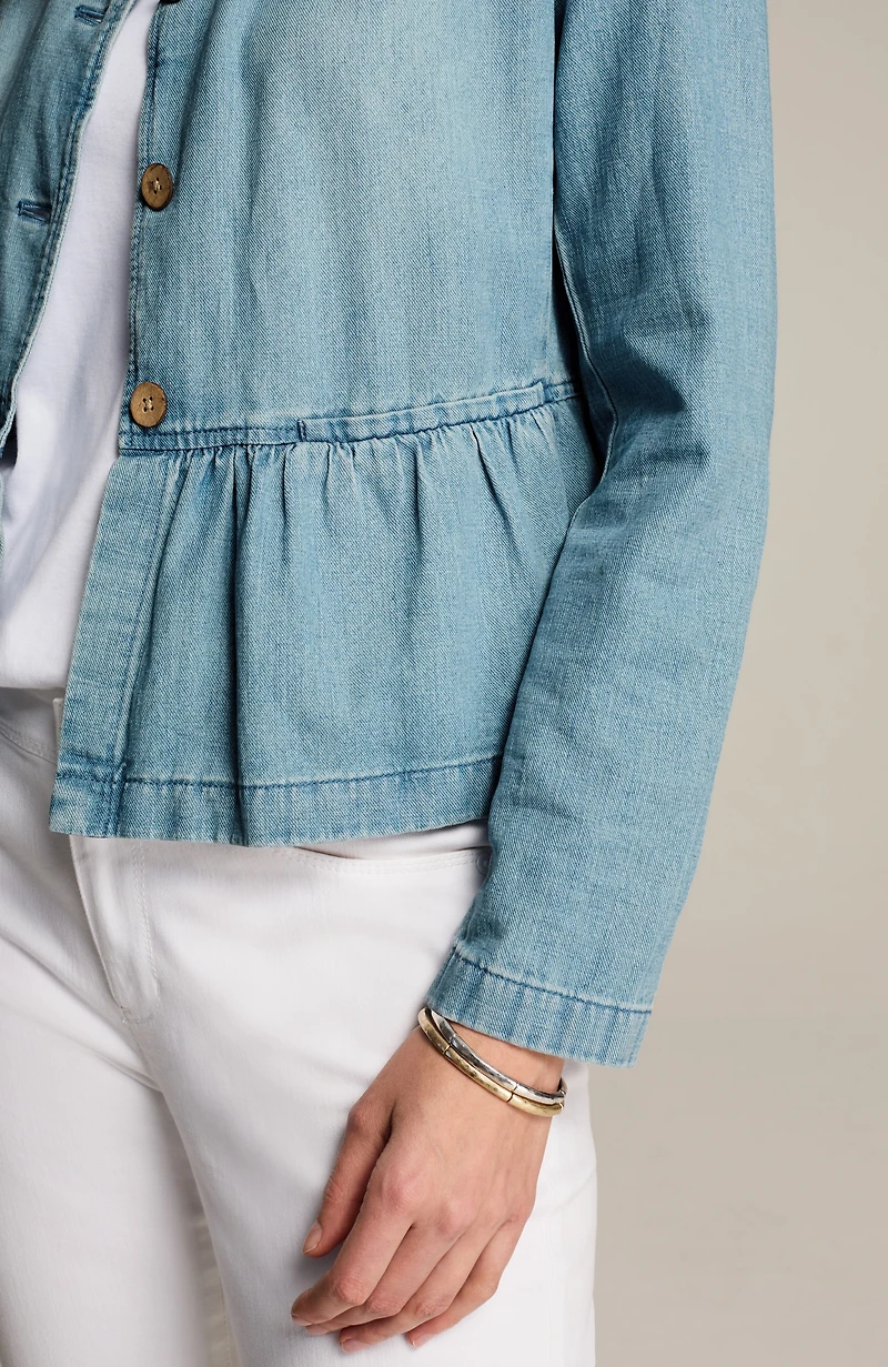 button-front peplum jacket