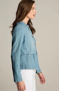 button-front peplum jacket