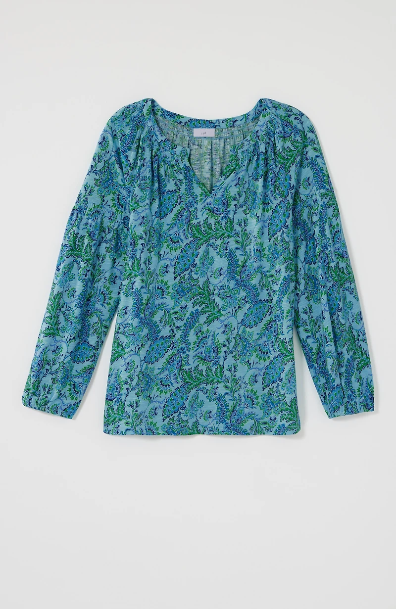 printed smocked top
