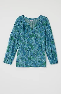printed smocked top