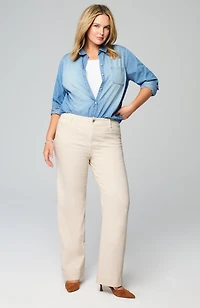 high-rise angled-pocket wide-leg jeans