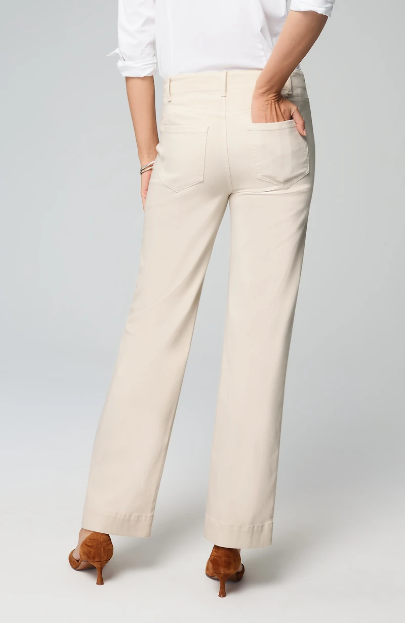 high-rise angled-pocket wide-leg jeans