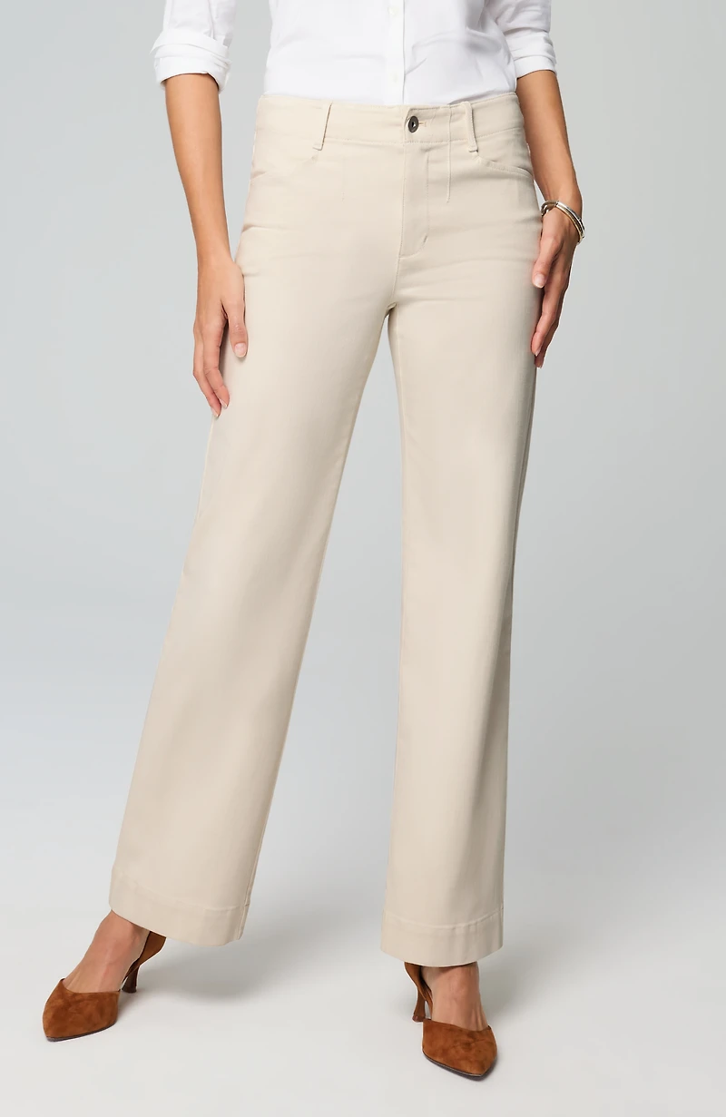 high-rise angled-pocket wide-leg jeans