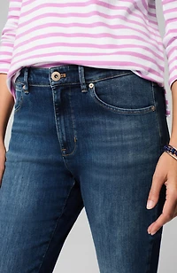 high-rise release-hem jeans