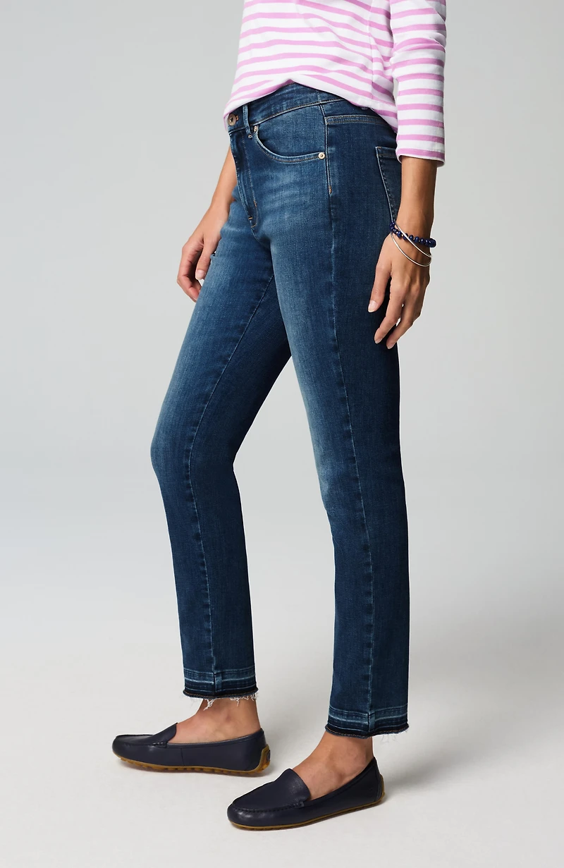 high-rise release-hem jeans
