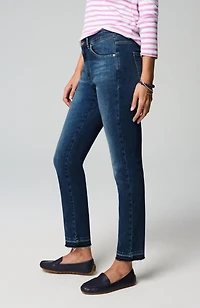 high-rise release-hem jeans