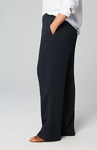 smocked-waist cotton-gauze pants