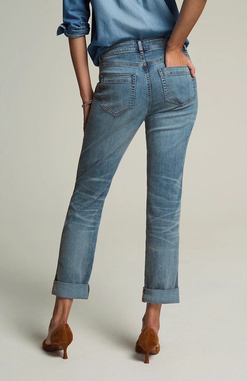 high-rise patch-pocket jeans