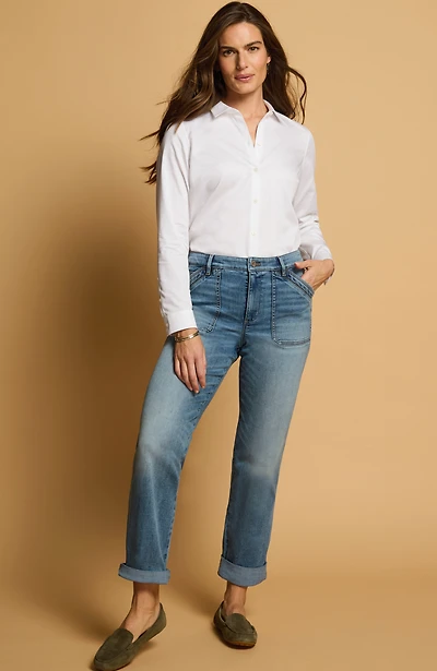 curvy-fit patch-pocket jeans