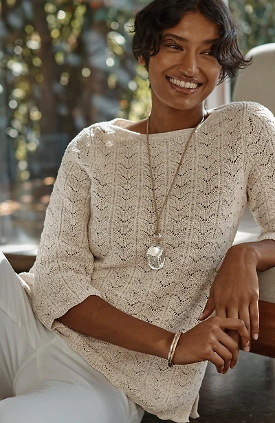 marled lace-knit sweater
