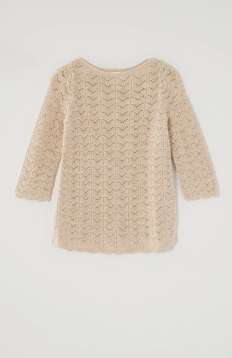 marled lace-knit sweater
