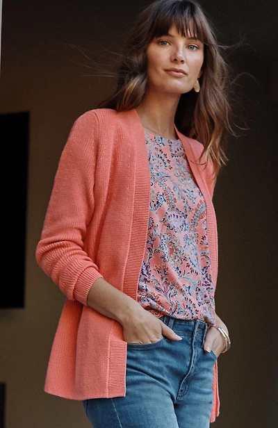 ribbed open-front cardi