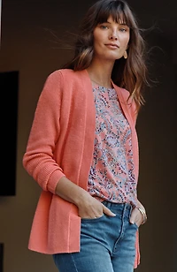 ribbed open-front cardi