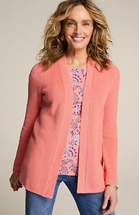 ribbed open-front cardi