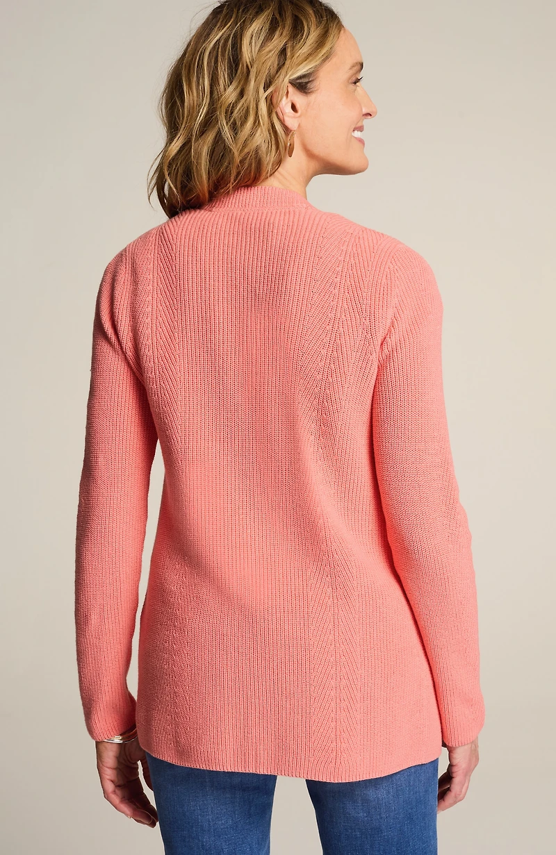 ribbed open-front cardi