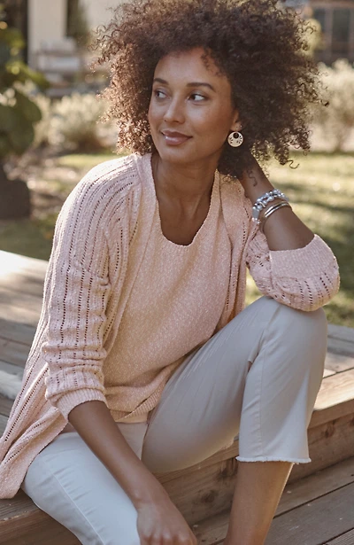 marled single-button cardi