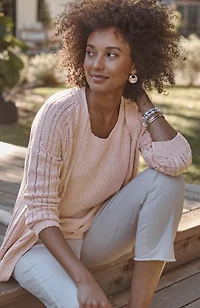 marled single-button cardi