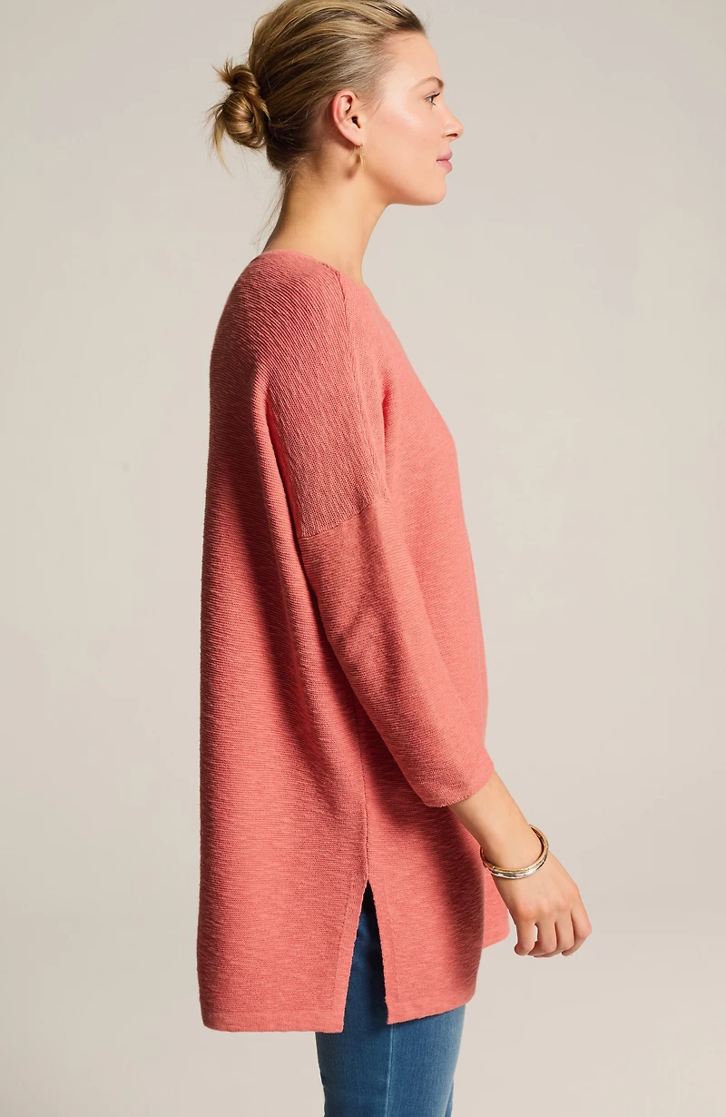 pure jill textured-stitch slub sweater