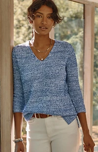 slub-textured ribbed sweater