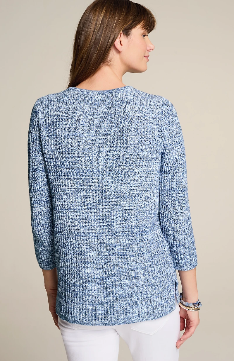 slub-textured ribbed sweater