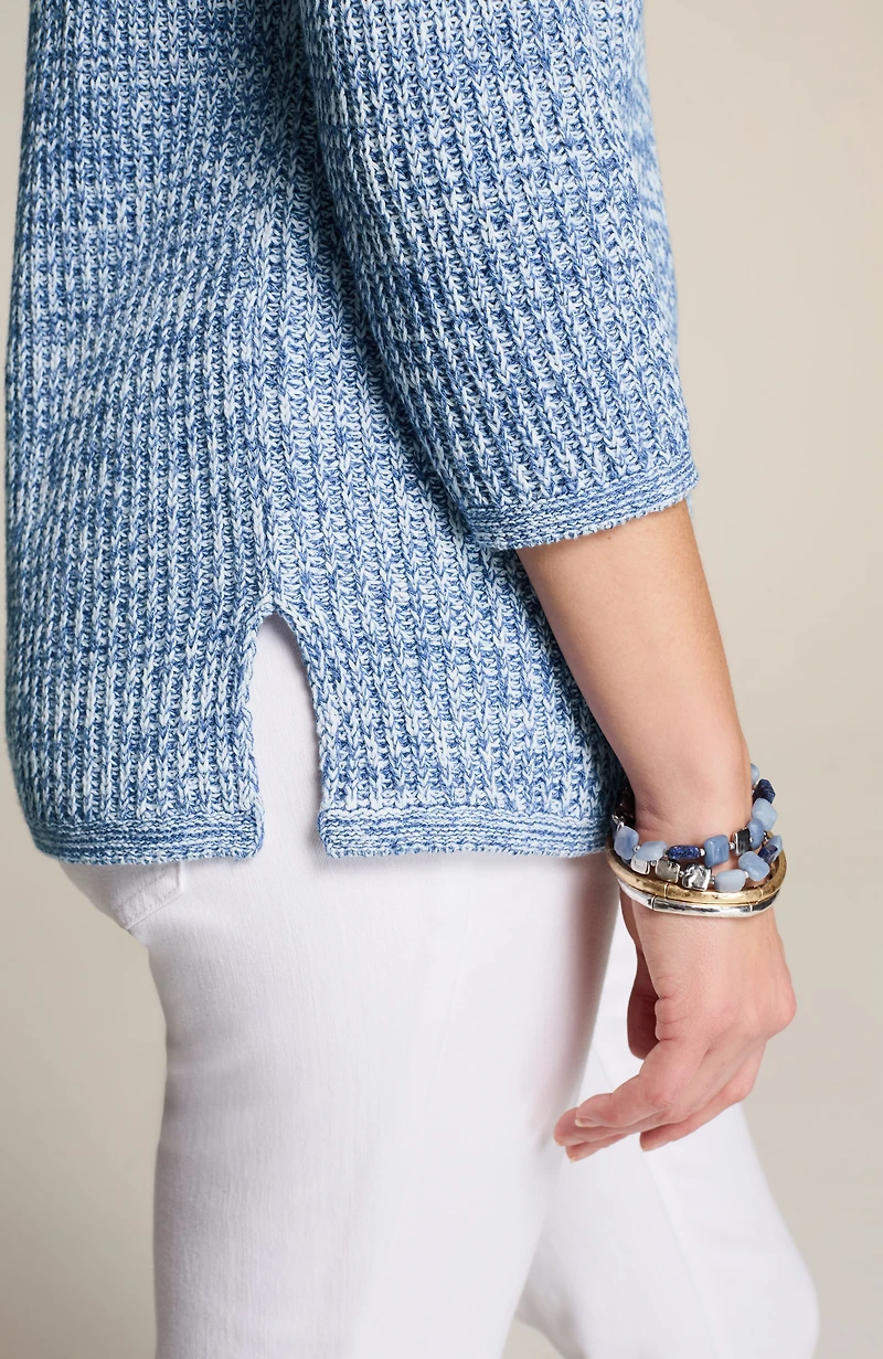 slub-textured ribbed sweater