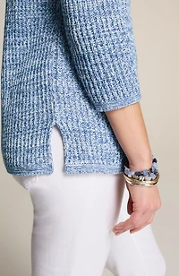 slub-textured ribbed sweater