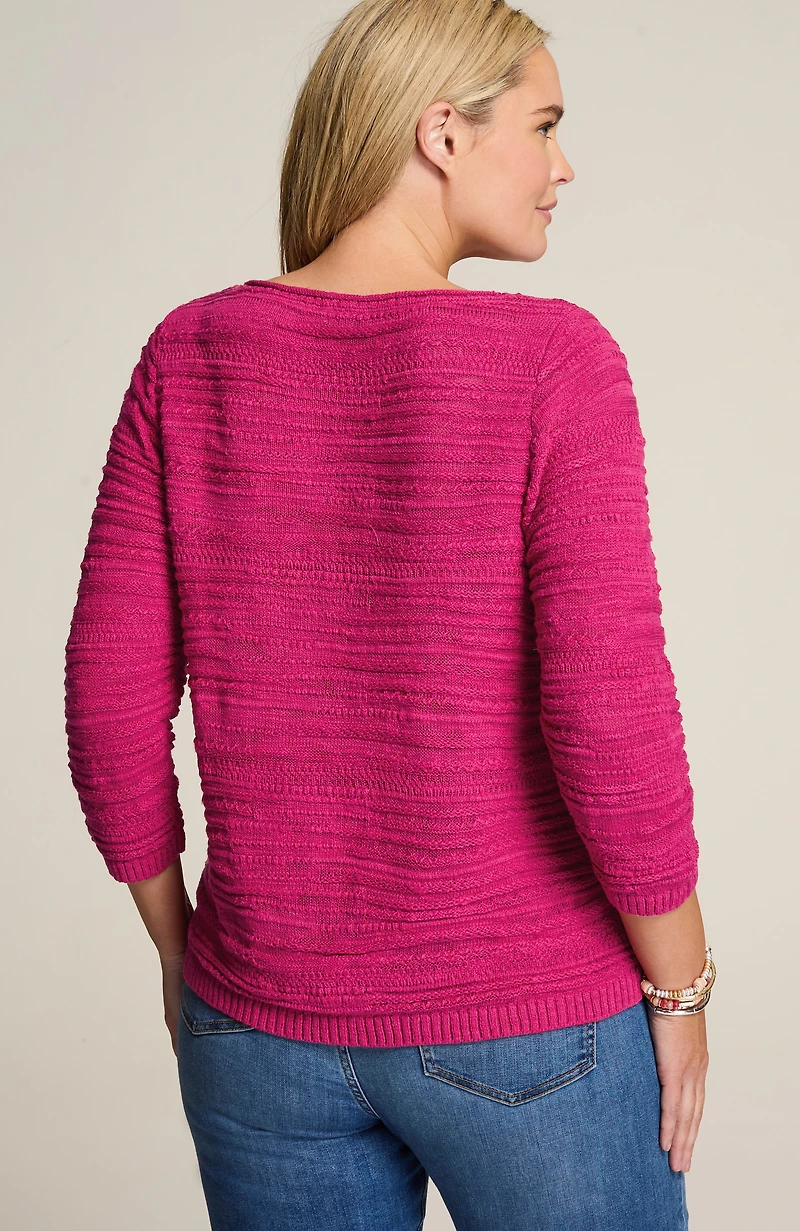 placed-pattern slub-textured sweater