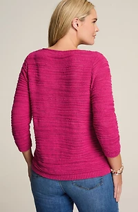 placed-pattern slub-textured sweater