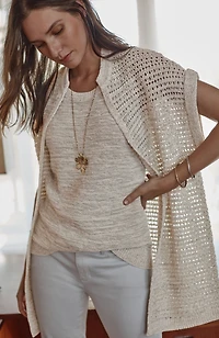 tweed-textured gilet