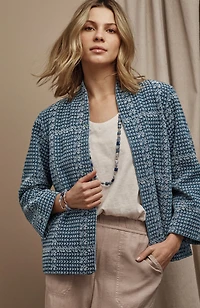 pure jill indigo jacquard jacket
