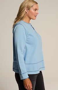 pure jill contrast-stitched top