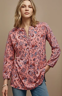 pure jill printed henley tunic