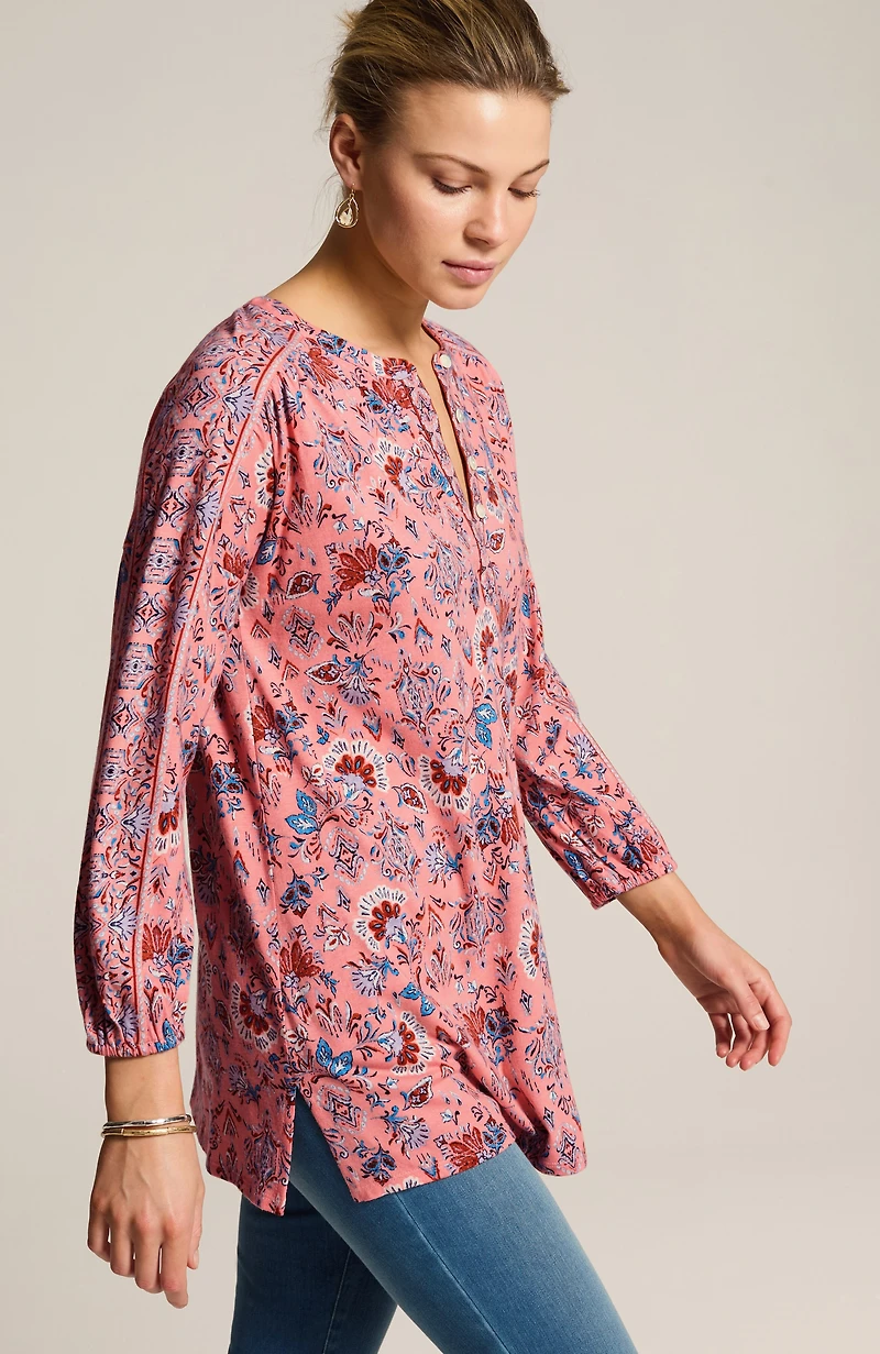 pure jill printed henley tunic