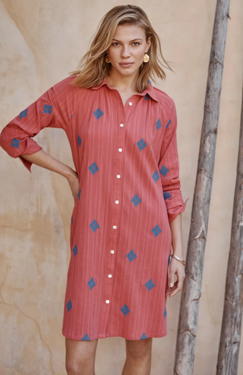 pure jill embroidered shirtdress