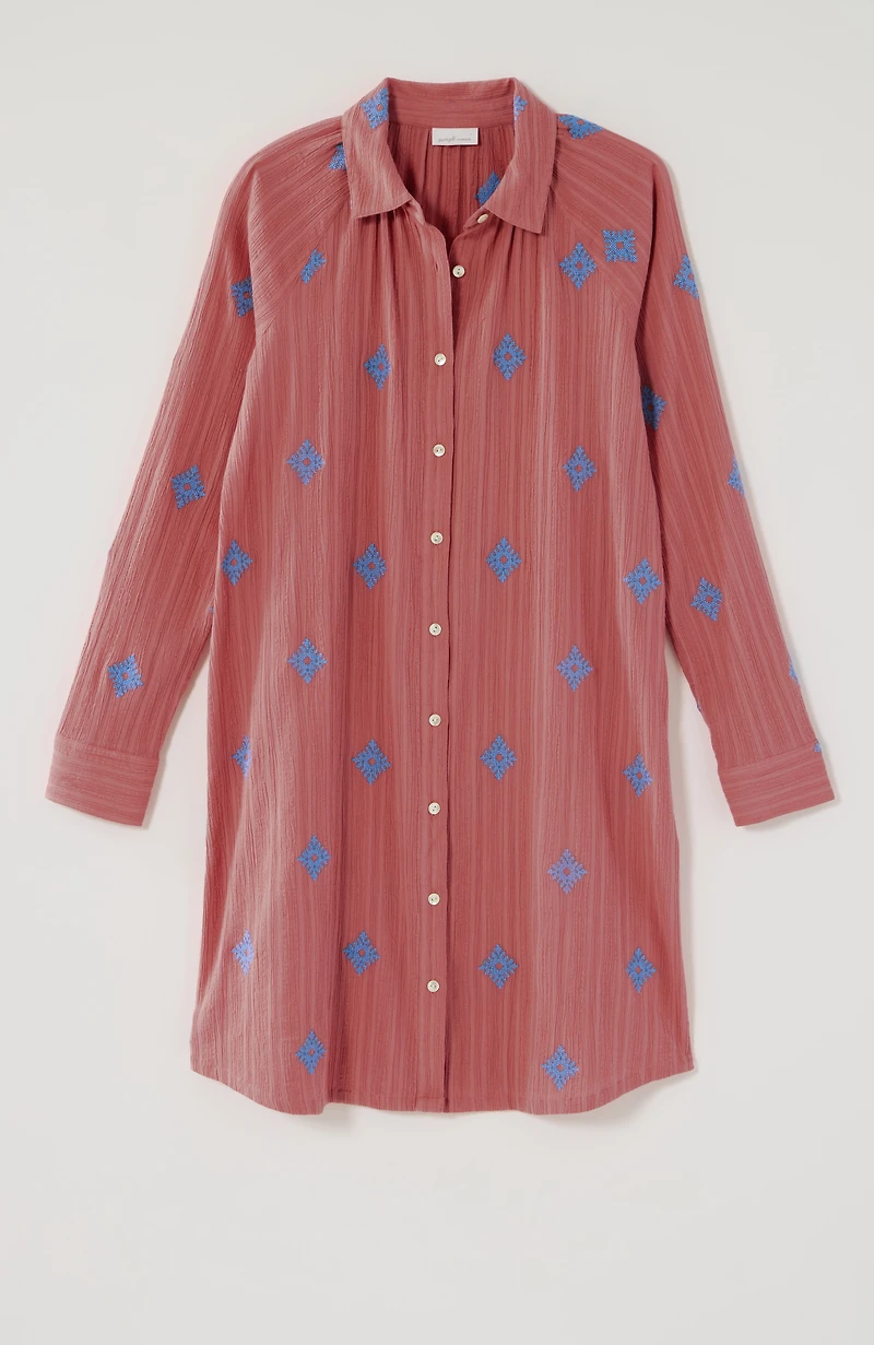 pure jill embroidered shirtdress