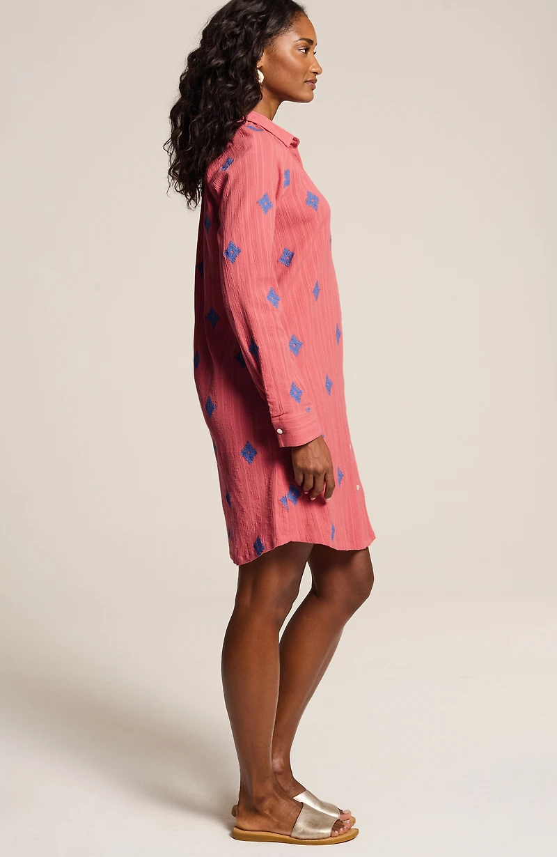 pure jill embroidered shirtdress