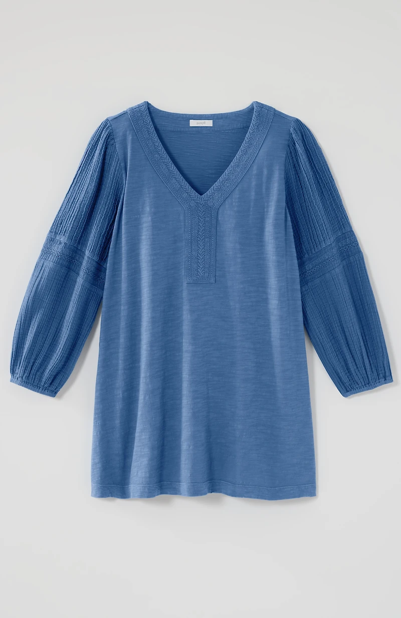 pure jill mixed-media embroidered tunic