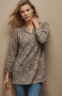 pure jill soft-sleeve printed tunic