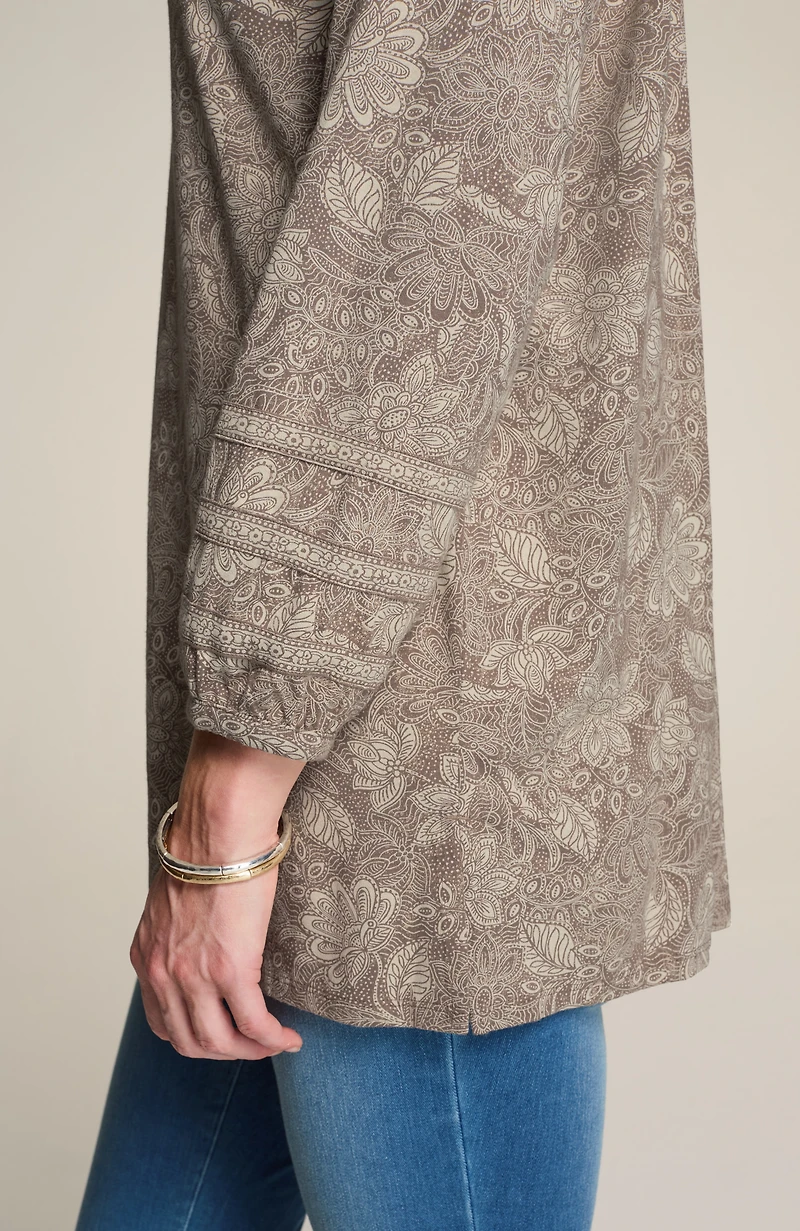 pure jill soft-sleeve printed tunic