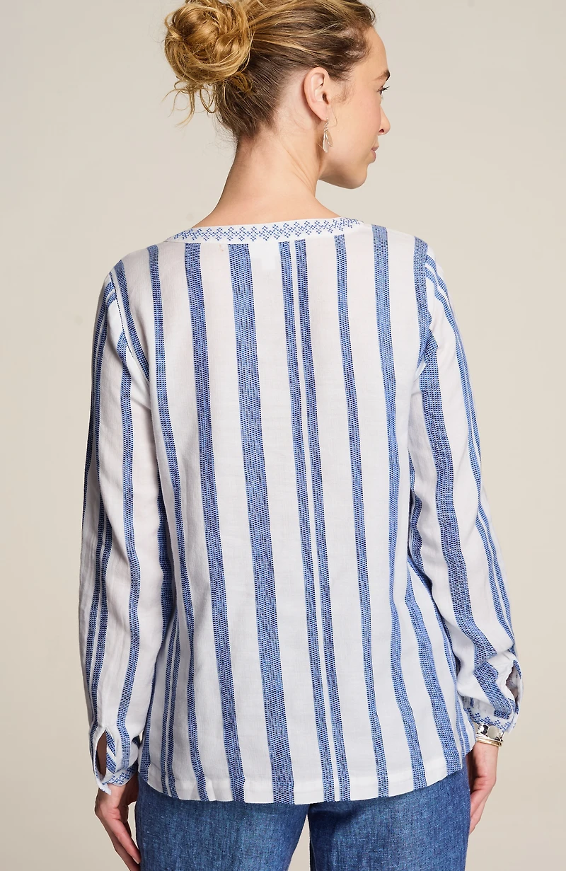 pure jill embroidered striped top