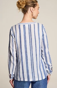 pure jill embroidered striped top