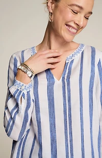 pure jill embroidered striped top