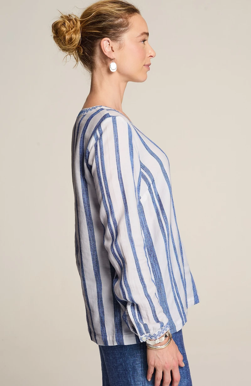 pure jill embroidered striped top