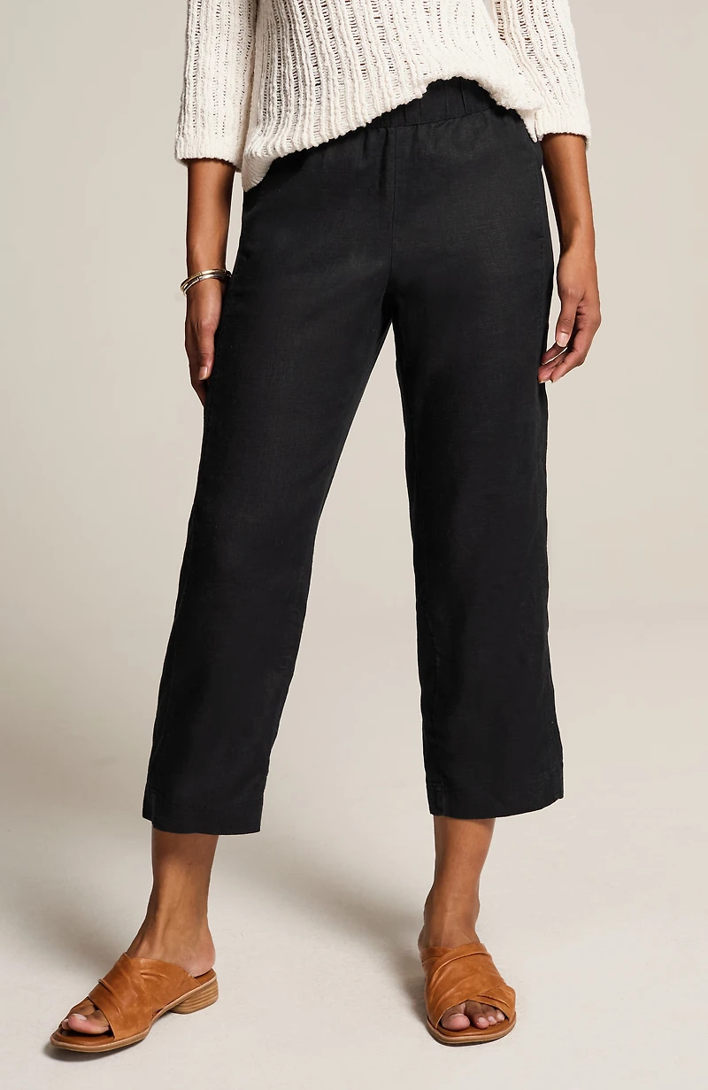 pure jill linen cropped pants