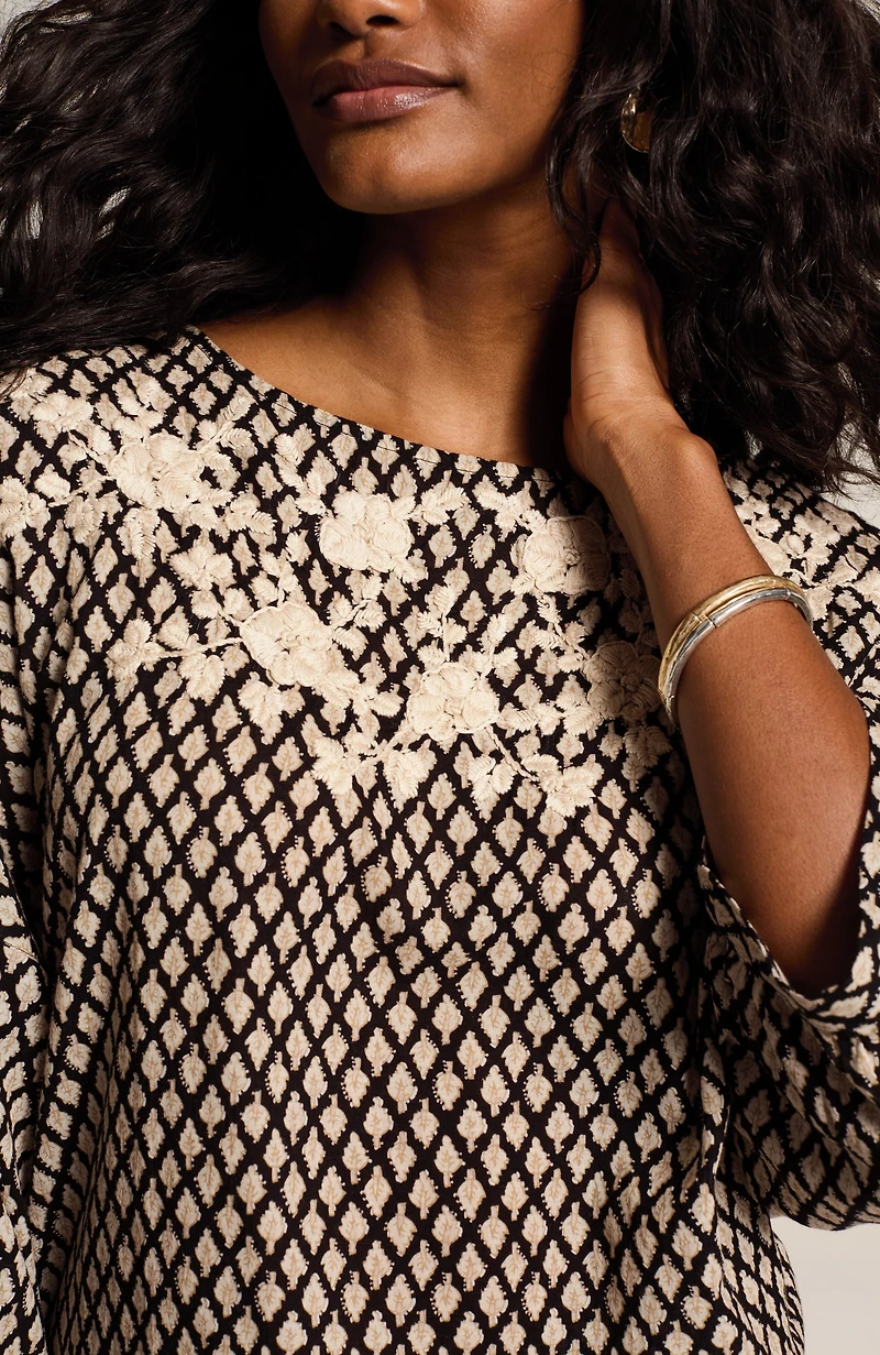 pure jill hand-embroidered top