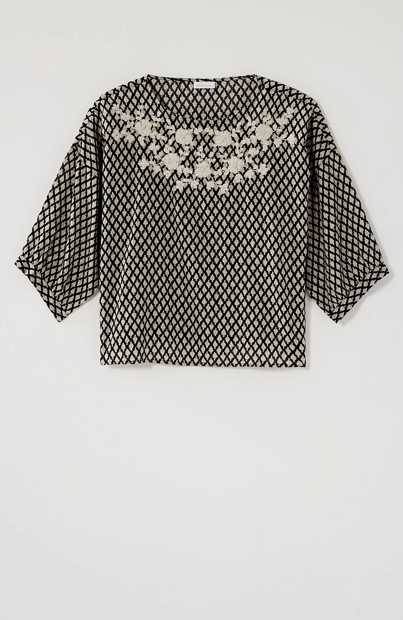 pure jill hand-embroidered top